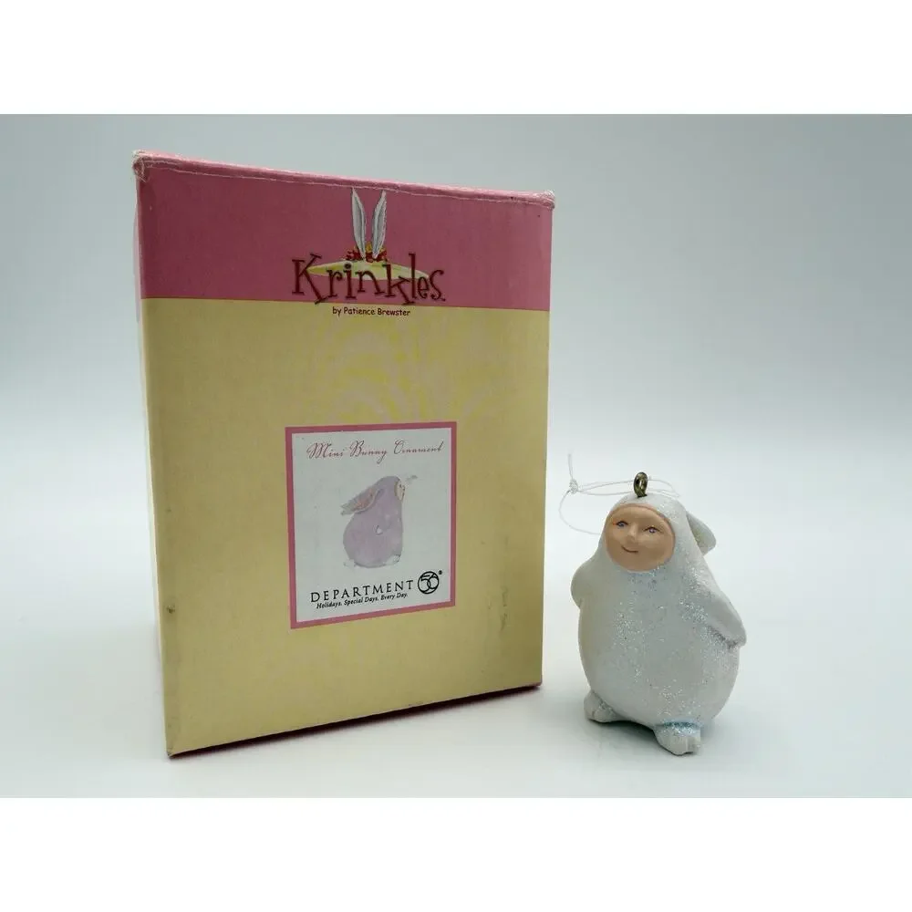 Department 56 Krinkles Mini Bunny Ornament 2” by Patience Brewster Easter Decor